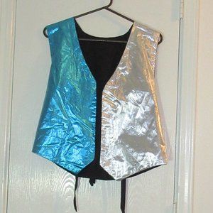 Metallic Reversible Top Vest Silver Turquoise Black Medium